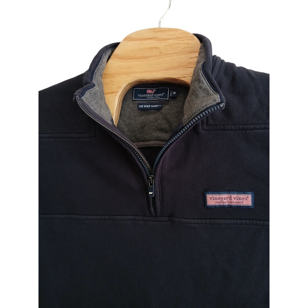 Vineyard Vines Womens Surf Terry Shep Shirt Nautical Navy Quarter Zip Pullover M